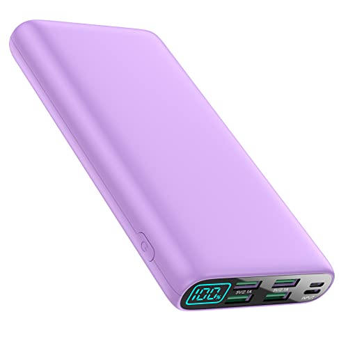 Portable Charger 38800mAh,LCD Display Power Bank,4 USB Outputs Battery Pack Backup,2 Input USB-C in&out Phone Charging Compatible with iPhone 15/14 Pro Max/13/12,Android Samsung Galaxy/Pixel-Purple