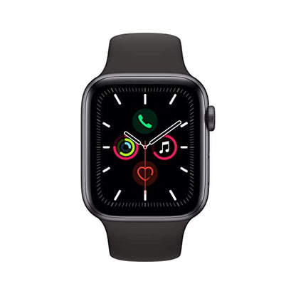 Apple Watch Series 5 (GPS + Cellular, 44MM) - Space Gray Aluminum Case with Black Sport Band (Renewed)