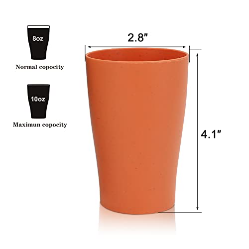 Homienly Wheat Straw Cups Plastic Cups Unbreakable Drinking Cup Reusable Dishwasher Safe Water Glasses (8 OZ Kids Size)