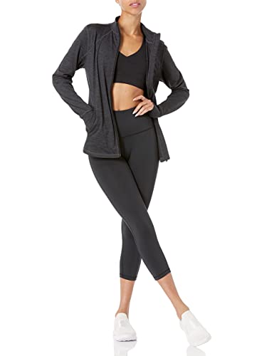 Amazon Essentials Women's Brushed Tech Stretch Full-Zip Jacket (Available in Plus Size), Black Space Dye, X-Large