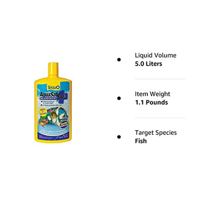 Tetra Fish Tank Water Conditioner and Dechlorinator, Aquasafe Plus, Fresh Water and Marine Aquariums 33.8-Ounce