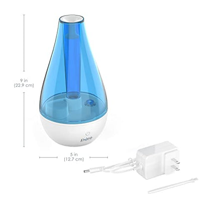 Pure Enrichment MistAire Studio Ultrasonic Cool Mist Humidifier - Compact Overnight Operation for Small Rooms, 2 Mist Settings, Optional Night Light, & Auto Shut-Off - For Offices, Nurseries, & Plants