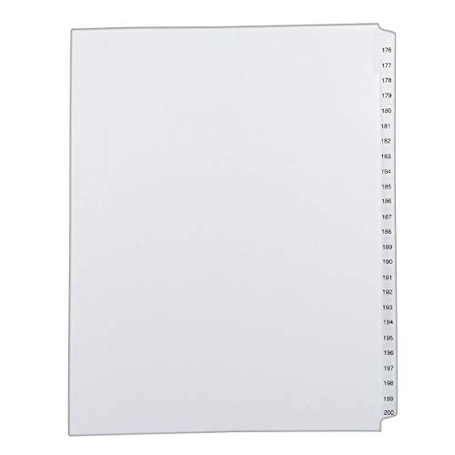 Avery Collated Legal Exhibit Dividers, Allstate Style, 176-200, Side Tab, 8.5 x 11 inches, 1 Set (82190),White