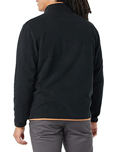 Amazon Essentials Men's Snap-Front Pullover Polar Fleece Jacket, Black Camel Color Block, Large