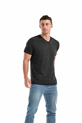 KLIEGOU Men's V Neck T Shirts - Casual Stylish Fitted Tees for Men 1 Black L