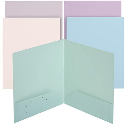 Mr. Pen- Plastic Folders with Pockets, 5 pcs, Muted Pastel Colors, 2 Pocket Plastic Folders, File Folders with Pocket