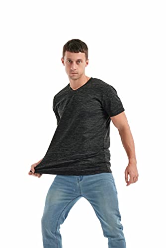 KLIEGOU Men's V Neck T Shirts - Casual Stylish Fitted Tees for Men 1 Black L