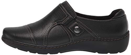 Clarks Women's Cora Poppy Loafer, Black Tumbled, 8.5