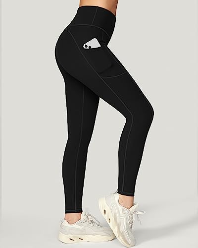 IUGA High Waist Yoga Pants with Pockets, Leggings for Women Tummy Control, Workout Leggings for Women 4 Way Stretch Black