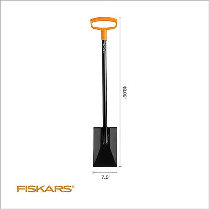 Fiskars Square Garden Spade Shovel - Steel Flat Shovel with 48" D-Handle - Heavy Duty Garden Tool for Digging, Lawn Edging, and Weed Removal - Black/Orange