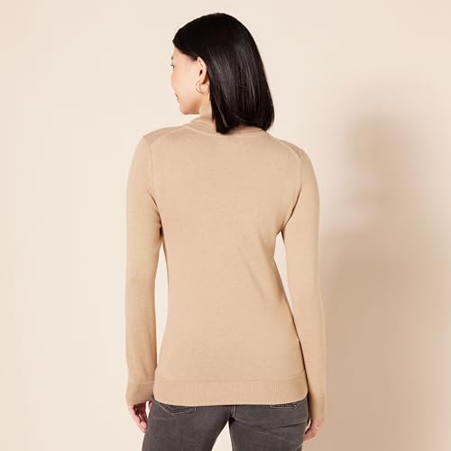 Amazon Essentials Women's Classic-Fit Lightweight Long-Sleeve Turtleneck Sweater (Available in Plus Size), Camel Heather, Medium