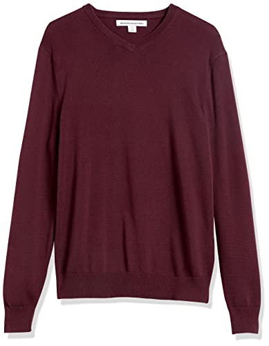 Amazon Essentials Men's V-Neck Sweater (Available in Big & Tall), Burgundy, X-Small