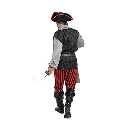 Spooktacular Creations Adult Men Pirate Costume for Halloween, Costume Party, Trick or Treating, Cosplay Party (Large)