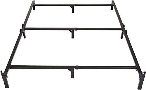 Amazon Basics Metal Bed Frame, 9-Leg Base for Box Spring and Mattress, King, Tool-Free Easy Assembly, Black, 79.5" L x 76" W x 7" H