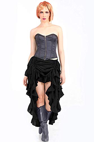 ThePirateDressing Steampunk Victorian Cosplay Costume Womens High-Low Show Girl Skirt C1367 (Black) (Large)