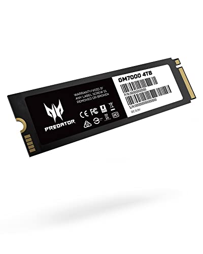 acer Predator GM7000 4TB NVMe Gen4 Gaming SSD, M.2 2280, Compatible with PS5, PCIe 4.0 Internal PC Solid State Hard Drive Up to 7400MB/s - BL.9BWWR.107