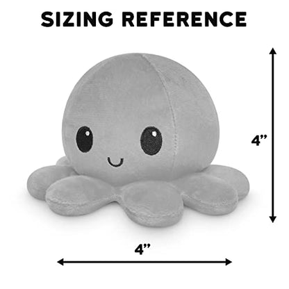 TeeTurtle - The Original Reversible Octopus Plushie - Red Angry + Gray Sad - Cute Sensory Fidget Stuffed Animals That Show Your Mood