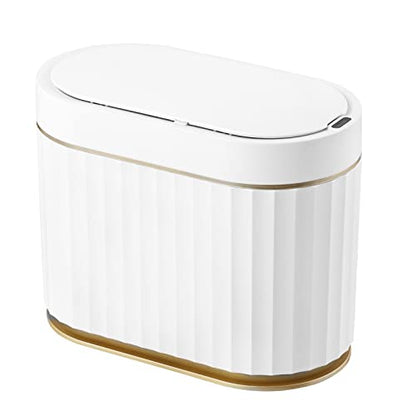 ELPHECO Mini Trash Can with Lid Small Desktop Trash Can with Lid, 1.3 Gallon Countertop Automatic Garbage Can, Small Commercial Tiny Motion Sensor Waste Basket for Bathroom, Coffee, Bedroom, Office