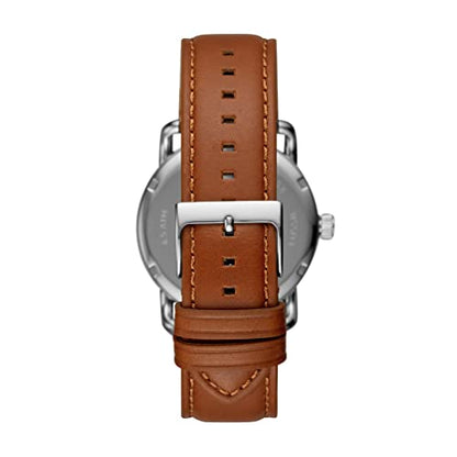 Fossil Men's Copeland Quartz Stainless Steel and Leather Three-Hand Watch, Color: Silver, Luggage (Model: FS5661)