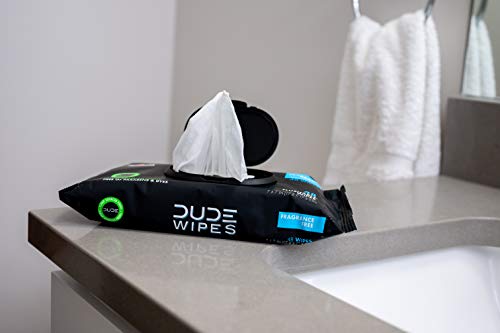 DUDE Wipes - Flushable Wipes - 1 Pack, 48 Wipes - Unscented Extra-Large Adult Wet Wipes - Vitamin-E & Aloe for at-Home Use - Septic and Sewer Safe