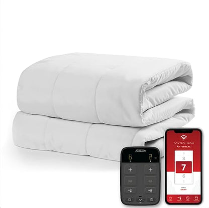 Sunbeam Polyester Wi-Fi Connected Mattress Pad, Electric Blanket, 10 Heat Settings, Queen Size