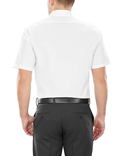 Van Heusen Men's Size FIT Short Sleeve Dress Shirts Poplin Solid (Big and Tall), White, 18.5" Neck