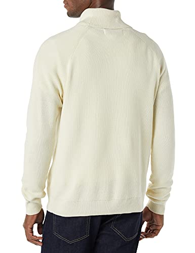 Amazon Essentials Men's 100% Cotton Rib Knit Turtleneck Sweater, Ivory, Large