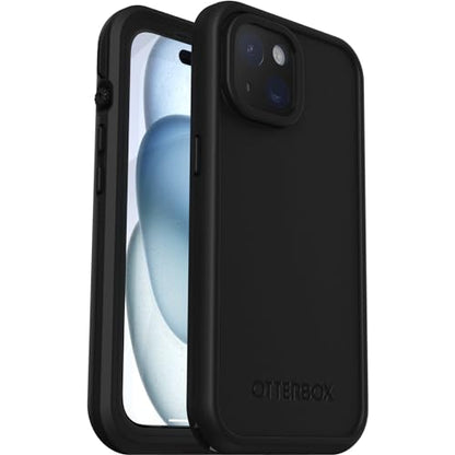 OtterBox Fre Case for iPhone 15 for MagSafe, Waterproof (IP68), Shockproof, Dirtproof, Sleek and Slim Protective Case with Built in Screen Protector, x5 Tested to Military Standard, Black