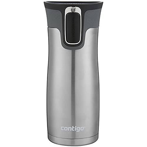 Contigo West Loop Stainless Steel Vacuum-Insulated Travel Mug with Spill-Proof Lid, Keeps Drinks Hot up to 5 Hours and Cold up to 12 Hours, 16oz 2-Pack, Very Berry & Steel