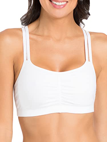 Fruit of The Loom Womens Spaghetti Strap Cotton Pull Over 3 Pack Sports Bra, Grey With Black/White/Black Hue, 34