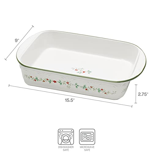 Pfaltzgraff Winterberry Rectangular Baker, 13 Inch, White
