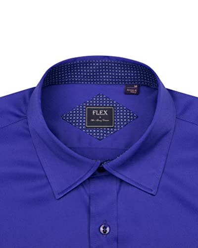 Alimens & Gentle Men's Long Sleeve Dress Shirts Wrinkle-Resistant Regular Fit Flex Button Down Shirt， Color: Flex-Royal Blue, Size: 6X-Large