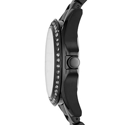 Fossil Women's Riley Quartz Stainless Steel Multifunction Watch, Color: Black Glitz (Model: ES4519)