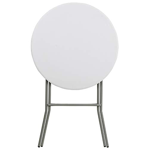 Flash Furniture Elon 2.6-Foot Round Granite White Plastic Bar Height Folding Table