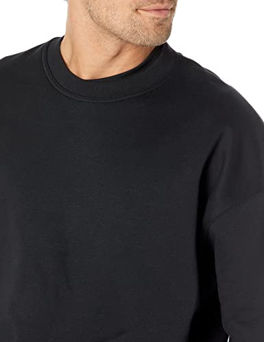 Amazon Essentials Men's Oversized-Fit Crewneck Sweatshirt (Available in Big & Tall), Black, Large