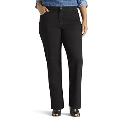 Lee Women's Size Instantly Slims Classic Relaxed Fit Monroe Straight Leg Jean, Black, 18 Plus