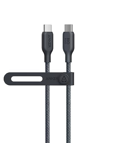 Anker USB C to C Cable (240W, 3 ft), Bio-Braided Fast Charge Cable for iPhone 15/15 Pro, MacBook Pro 2020, iPad Pro 2020, iPad Air 4, Samsung Galaxy S23+/S23 Ultra,(Phantom Black)