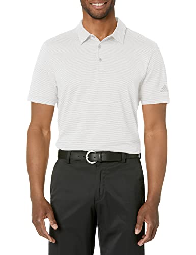 adidas Golf Men's Standard Ottoman Stripe Polo Shirt, Grey Two/White, XX-Large