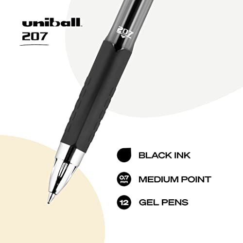 Uni-ball Signo 207 Gel Pen 12 Pack, 0.7mm Medium Black Pens, Gel Ink Pens | Office Supplies Sold by Uniball are Pens, Ballpoint Pen, Colored Pens, Gel Pens, Fine Point, Smooth Writing Pens