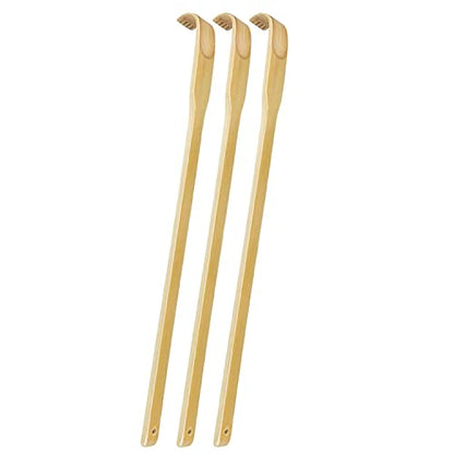 3pcs Wooden Back Scratcher Long Handle for Hard to Reach Self Pick Itch Relief Tools 16 inch