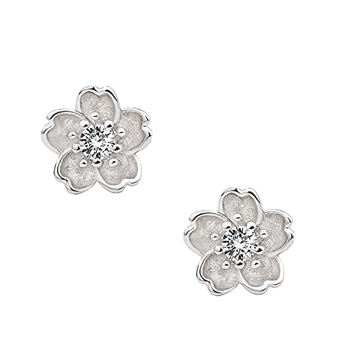 BZG Flower earrings Sterling Silver Cubic-zirconia Stud Earrings Flower stud earrings Earring for women Hypoallergenic earrings Silver earrings Sexy earrings