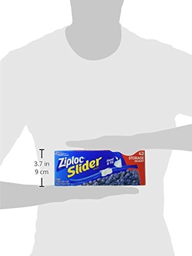 Ziploc Quart Food Storage Slider Bags, Power Shield Technology for More Durability, 42 Count