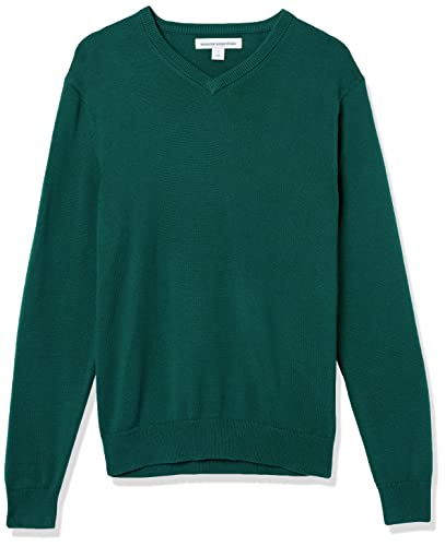 Amazon Essentials Men's V-Neck Sweater (Available in Big & Tall), Dark Green, Medium