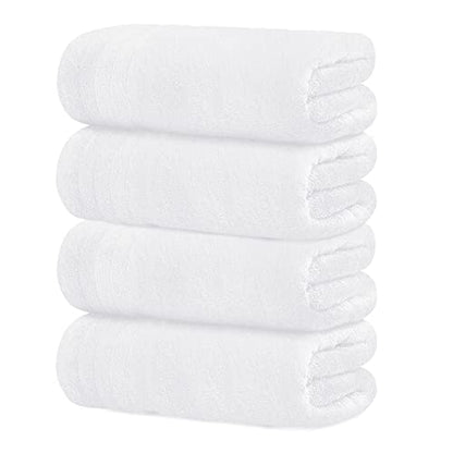 Tens Towels Large Bath Towels, 100% Cotton, 30 x 60 Inches Extra Large Bath Towels, Lighter Weight, Quicker to Dry, Super Absorbent, Perfect Bathroom Towels (Pack of 4, White)