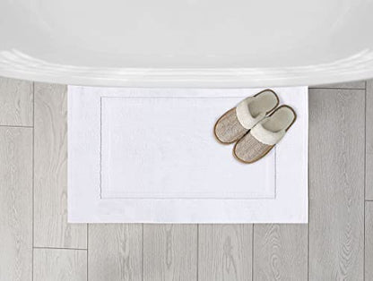 Utopia Towels Cotton Banded Bath Mats, White, [Not a Bathroom Rug], 100% Ring-Spun Cotton - Highly Absorbent Shower Bathroom Floor Mat (Pack of 2)