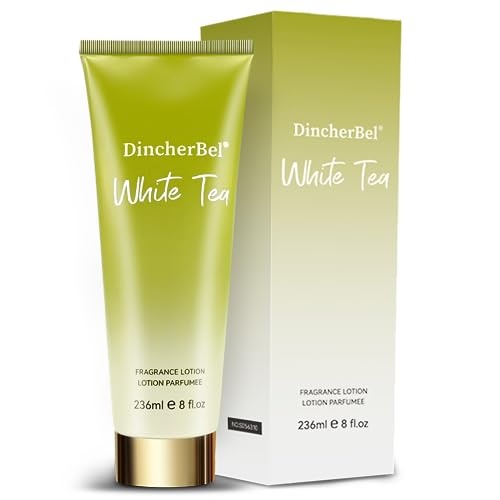 DincherBel Moisturizing Body Lotion, Moisturizer for Men, Women & Children, Ultra Moisturizing Skin Cream for All Skin Types, 8 Ounce (White Tea)