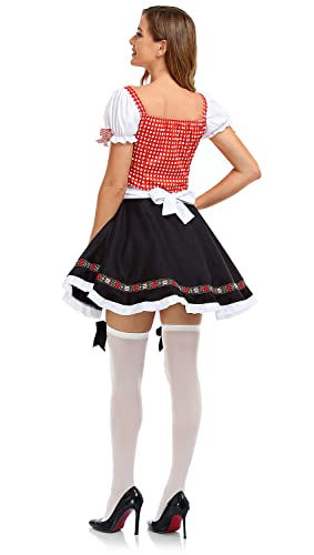 HiZiTi Oktoberfest Costumes Women Dirndl Dresses 2Pcs German Dresses for Oktoberfest Festival Bavarian Costume Beer Carnival S