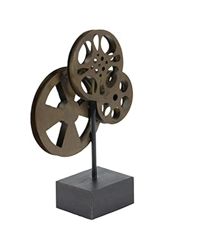 Deco 79 Metal Film Reels Sculpture, 11" x 5" x 16", Brown