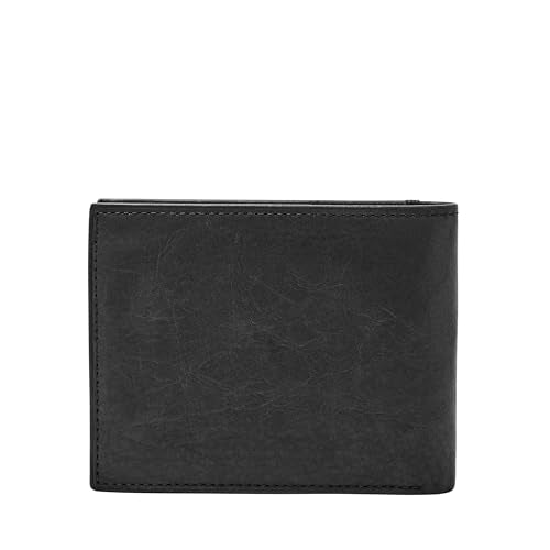 Fossil Men's Ingram Leather RFID-Blocking Bifold with Flip ID Wallet, Black, (Model: ML3784001)