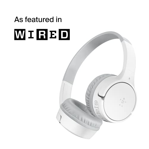 Belkin SoundForm Mini - Wireless Bluetooth Headphones for Kids with Built in Microphone - On-Ear Bluetooth Earphones for iPhone, iPad, Fire Tablet & More - White